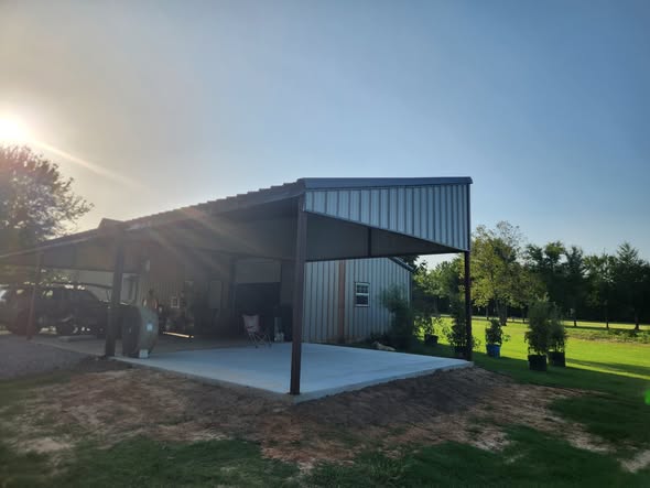 Custom metal building with covered area